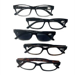 Vintage Rectangle Reading Glasses 5 pairs for Women Men Assorted colors (+2.25)